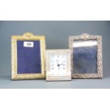 Two hallmarked silver photo frames, largest 19 x 14cm, together with a hallmarked silver faced