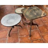 A chinoiserie decorated pedestal table and two others.