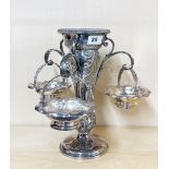 A 19th century silver plated centrepiece, H. 30cm.
