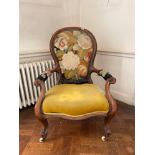 A 19th century tapestry upholstered gentleman's chair