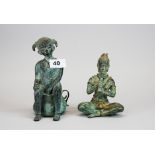 Two Oriental bronze figures, tallest H. 19cm.