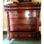 An impressive 19th century mahogany 5 drawer scotch chest, 131 x 56 x 108cm.