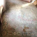 A very large Chinese washed wool carpet, 413 x 520cm.