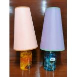 Two 1960's table lamps with original shades, H. 44cm.