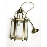 A brass porch lantern, H. 45cm.