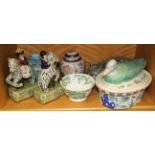A quantity of Chinese and other porcelain items, figure H. 20cm.