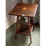 An Edwardian inlaid mahogany side table, 44 x 44 x 69cm.