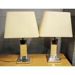 Two contemporary table lamps and shades, H. 65cm.