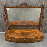A mahogany veneered dressing table mirror with three drawers. Some restoration to top. 73 x 79 x