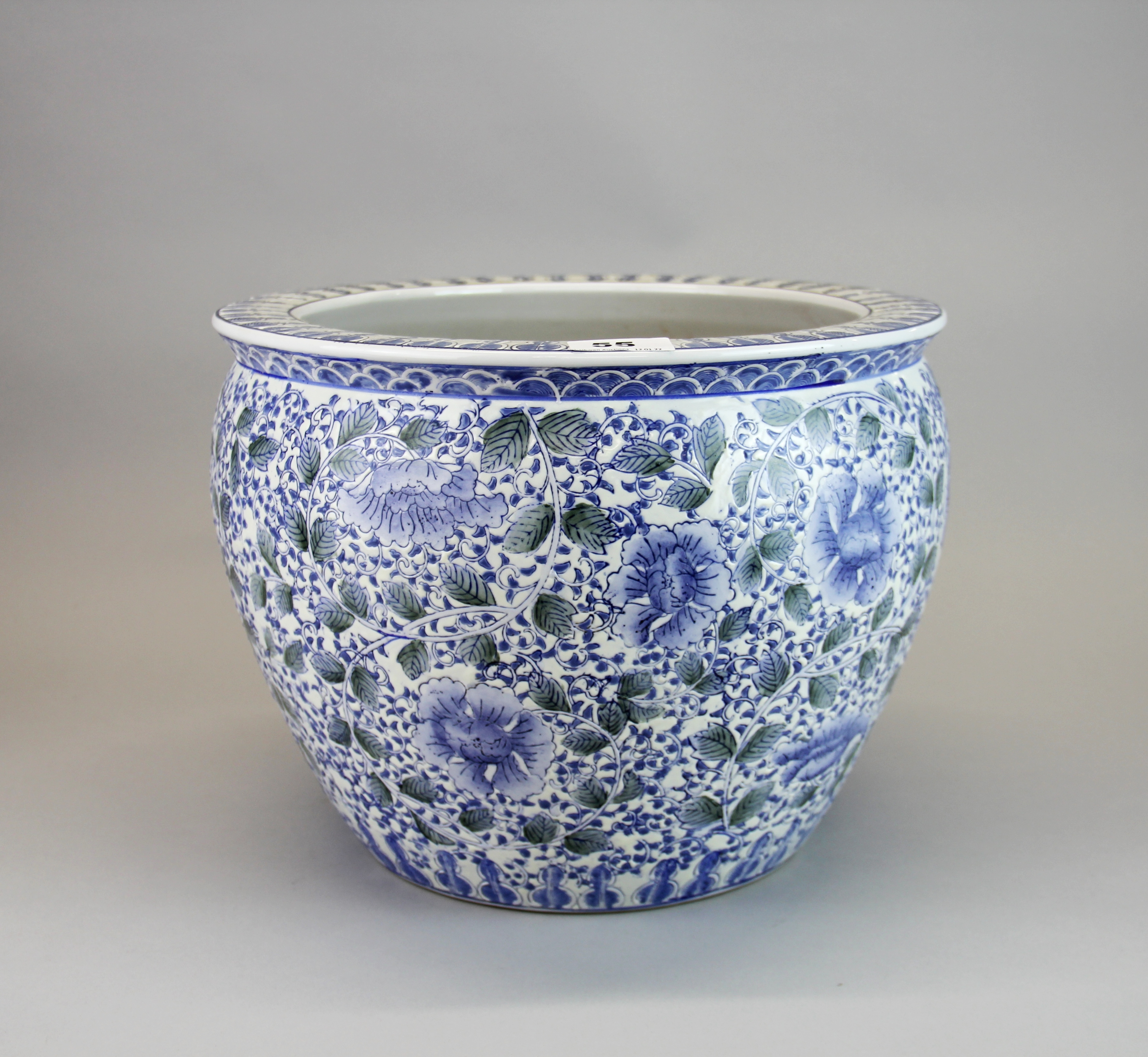 A Chinese handpainted porcelain fishbowl/planter, Dia. 32cm, H. 26cm.
