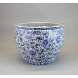 A Chinese handpainted porcelain fishbowl/planter, Dia. 32cm, H. 26cm.