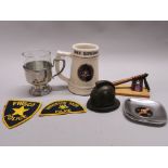 A group of police related collectible items.