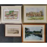 A pencil signed limited edition 34/125 print of Rochford Hall by Anne Jolly, together with a