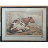 A 19th Century framed coloured lithograph of cattle after Thomas Sidney Cooper (1803 - 1902), framed