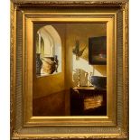 Crin Gale (British, born 1947): A large gilt framed oil on canvas entitled 'High Summer', frame size