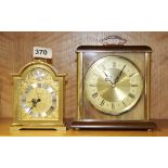 A gilt brass Swiza mechanical mantle clock and a vintage Metamec mantle clock, tallest H. 19cm.