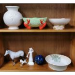 A quantity of mixed ceramic items including Clarice Cliff, Langley and Beswick.