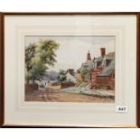 Edwin Viner (British, 1867): A framed watercolour of Burton village, frame size 49 x 41cm.