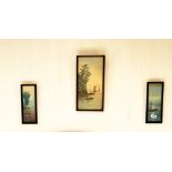 A set of three 1920's Oriental watercolours, largest 22 x 40cm.