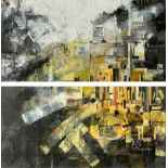 Bennet Ananth Pankiraj, "Stuck in Between" (Diptych), mixed media collage on streached canvas, 30