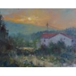 Ian Layton, "Sunset", 14.5 x 19cm, c. 2020. Painted while in Ontinyent Spain. UK shipping £10.