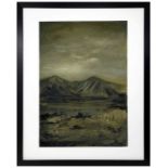Tin Stanton, "Green Mountain", framed acrylic on board, 44 x 54cm, c. 2021. UK shipping £15.