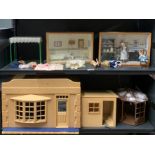 Two dolls house ready made rooms, two dolls house gazebos and two dolls house "tableau" style