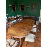 A Georgian mahogany five section D-end dining table, 122 x 291cm.