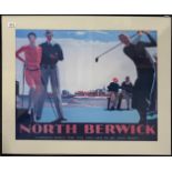 A large framed poster for North Berwick after Andrew Johnson, frame 89 x 79cm.