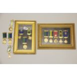 A group of framed and unframed Royal Antediluvian Order of Buffaloes gilt medals