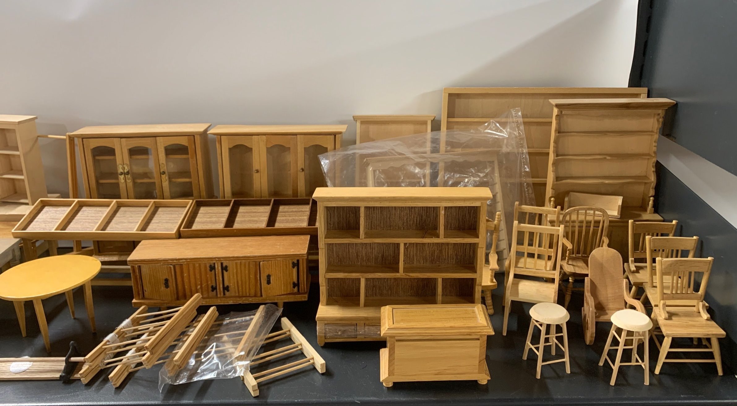 A large quantity of dolls house wooden furniture. - Image 4 of 8