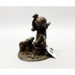 A 19th century bronzed spelter figure of a cherub blacksmith, A/F to hammer, H. 15cm.
