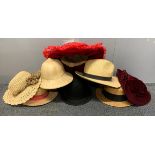 A group of vintage hats.
