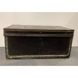 A large brass mounted travelling trunk, 106 x 53 x 50cm.