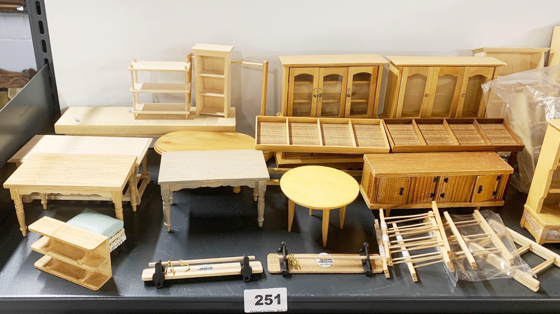 A large quantity of dolls house wooden furniture. - Image 3 of 8