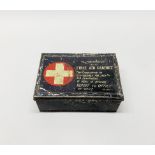 An early 20th century first aid box, probably from an omnibus, 23 x 16 x 9cm.