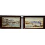 A pair of early 20th century oak framed watercolours, frame size 54 x 34cm.