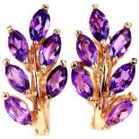 A pair of 925 silver rose gold gilt earrings set with pear cut amethysts, L. 1.7cm.