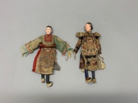 A pair of early to mid 20th century Chinese doll/puppet figures, H. 28cm.