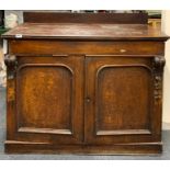 A Victorian pine and mahogany cabinet, W. 112cm H. 93cm.