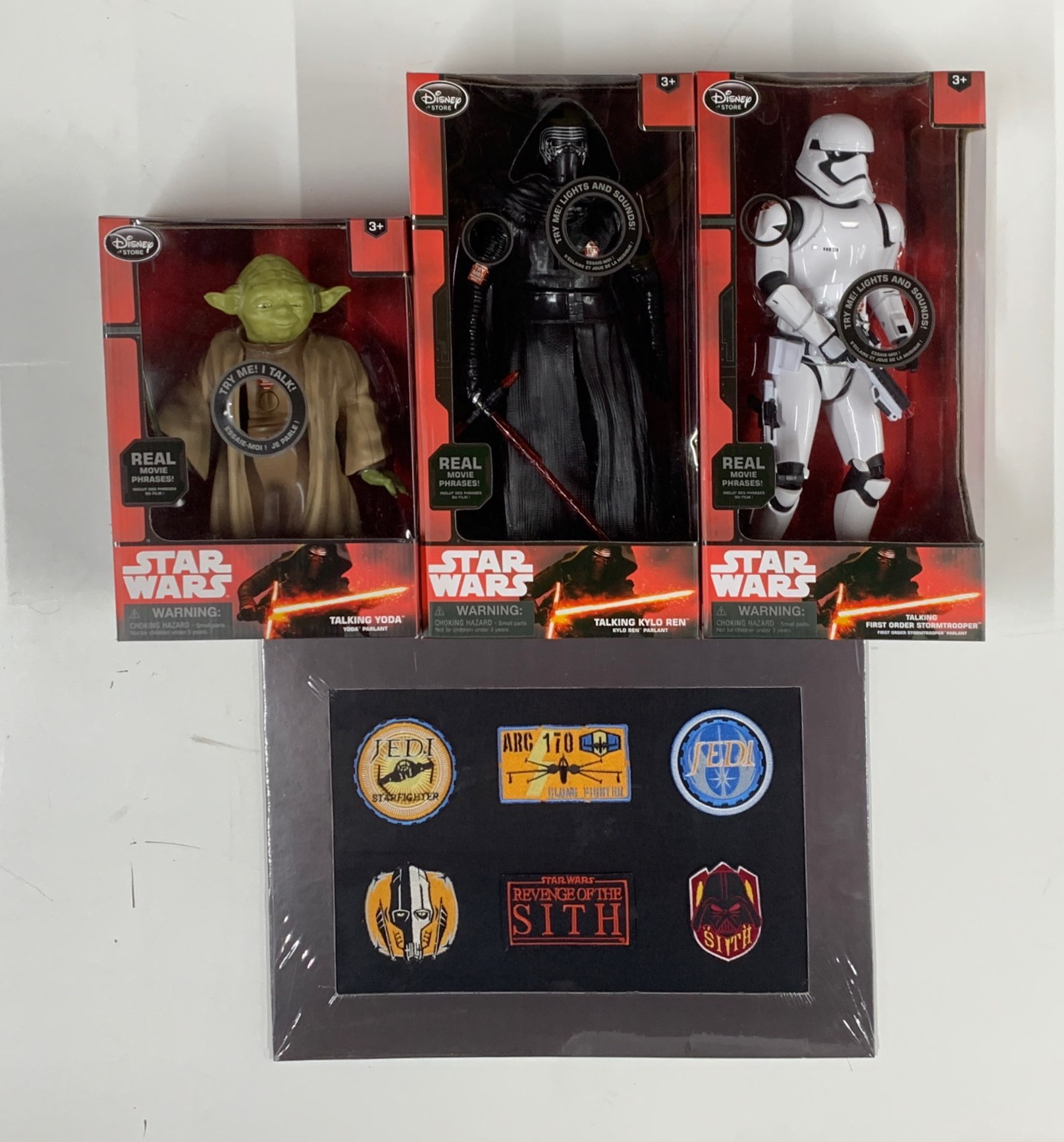 Star Wars interest. A talking First Order stormtrooper with a talking Kylo Ren and talking Yoda