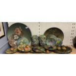 A quantity of Austrian ceramic wall plaques and vases, together with a group of Victorian