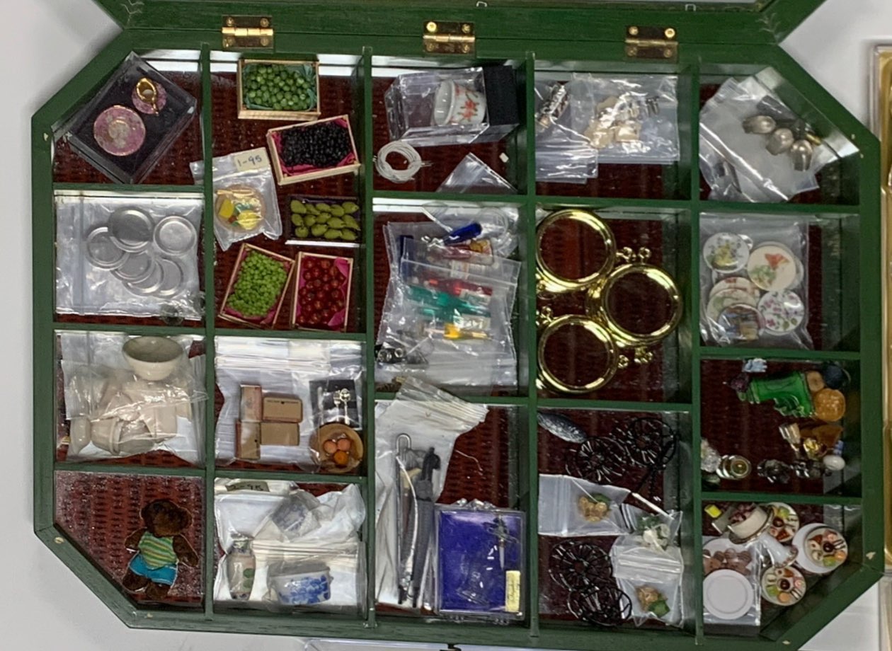 A quantity of boxes and trays containing dolls house smalls and ornaments, including cast metal - Image 2 of 8