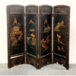A Chinese carved wooden folding screen, 88 x 104cm.