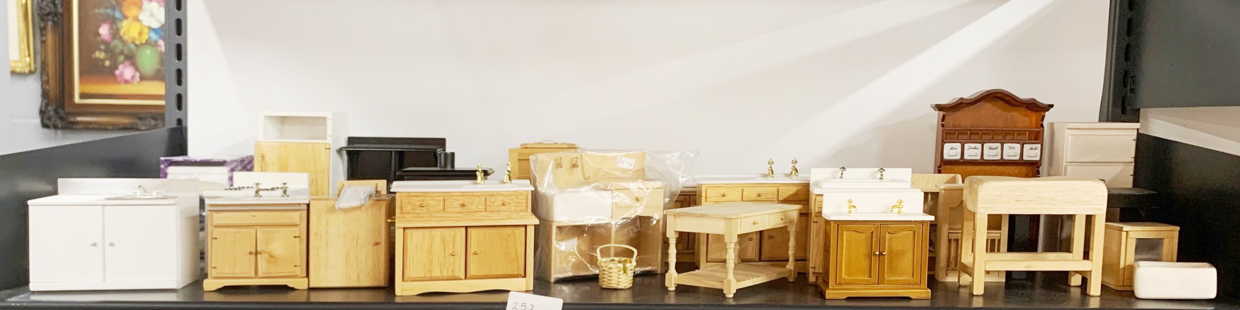 A large quantity of dolls house wooden furniture. - Image 5 of 8