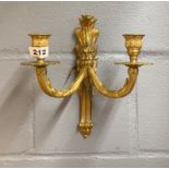 A heavy quality gilt brass two branch light fitting, H. 27cm.