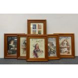 A group of framed reproduction advertising prints, largest frame 31 x 60cm.