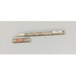 A fine Chinese hand painted porcelain writing brush, L. 23.5cm.