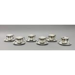 A set of six Shelley cups and saucers, one cup slightly A/F.