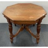 A large octagonal Edwardian mahogany side table, 90 x 68cm